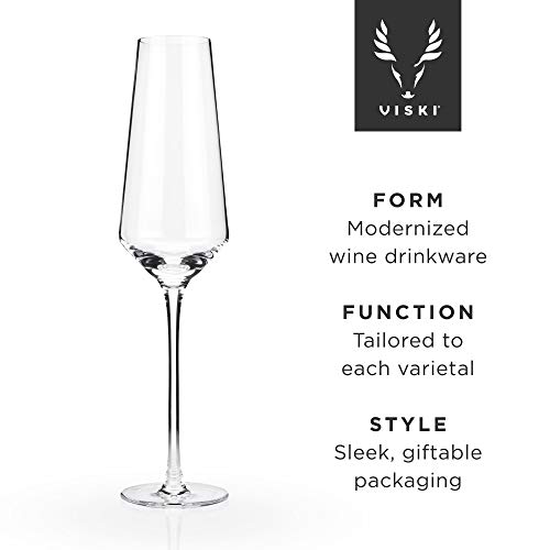 Viski Raye Crystal Angled Champagne Flutes, Elegant Crystal Clear Champagne Glasses Gift Set for Sparkling Wine, Prosecco, Mocktails, Housewarming, Wedding Gifts, Home Bar, 8 oz, Set of 2 - Image 3