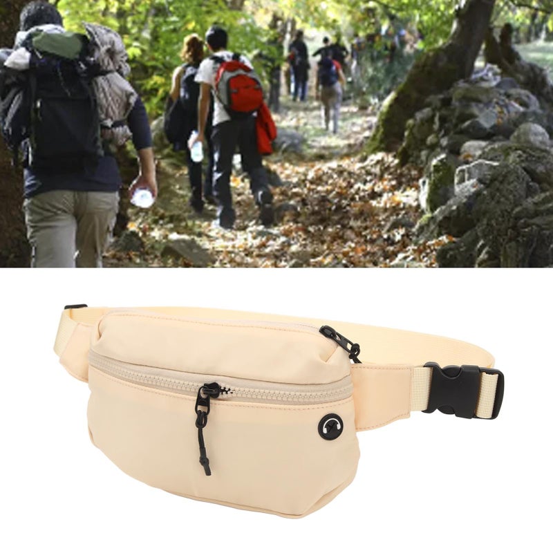 Large Capacity Waterproof Nylon Sports Waist Bag Adjustable With Headphone Hole Black - Image 3