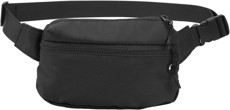 Large Capacity Waterproof Nylon Sports Waist Bag Adjustable With Headphone Hole Black - Image 1