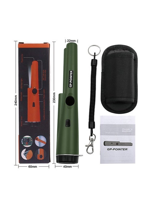 Metal Detector Pinpointer, Professional Waterproof Handheld Pin Pointer Wand, Search Treasure Pinpointing Finder Probe with 9V Battery for Adults, Kids - Green