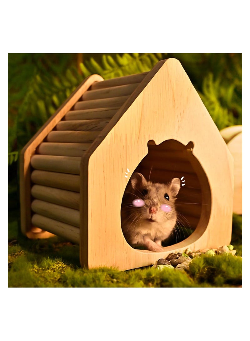 SYOSI Wooden Hamster Hideout Small Animal Climbing Toys Hamster Habitat Decoration for Hamsters, mice, Squirrel, Sugar Gliders - Image 2