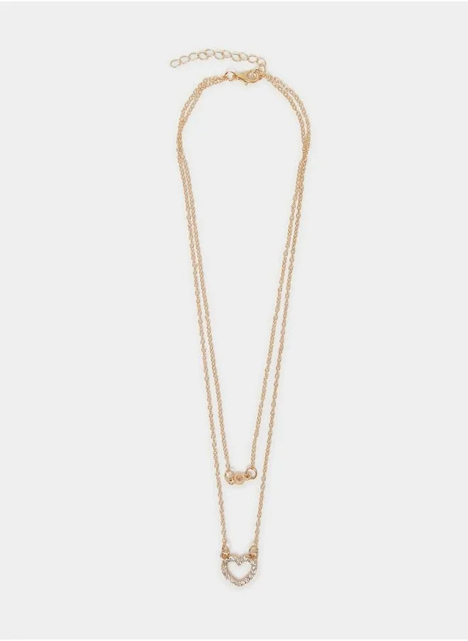 ستايلي Styli Heart Pendant Layered Necklace