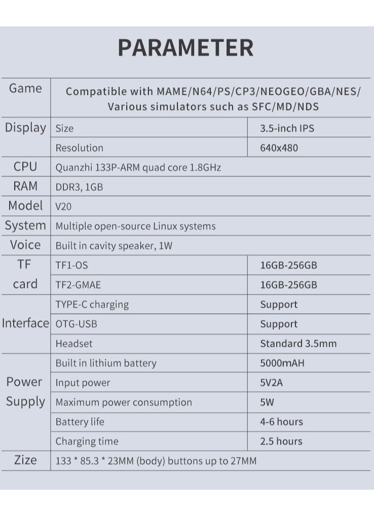 V20 Retro Handheld Game Console with 64G TF Card, A133Plus Chip Open-Source System 3.5-Inch IPS HD Screen Video Gaming Console 5000mAh Gift Retro Stickers  - Image 2