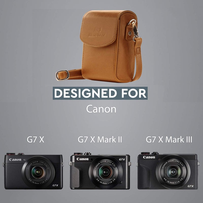 MegaGear MG768 Leather Camera Case with Strap compatible with Canon PowerShot G7 X Mark III, G7 X Mark II, G7 X - Light Brown - Image 5