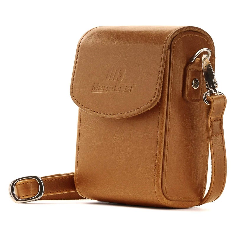 MegaGear MG768 Leather Camera Case with Strap compatible with Canon PowerShot G7 X Mark III, G7 X Mark II, G7 X - Light Brown - Image 1