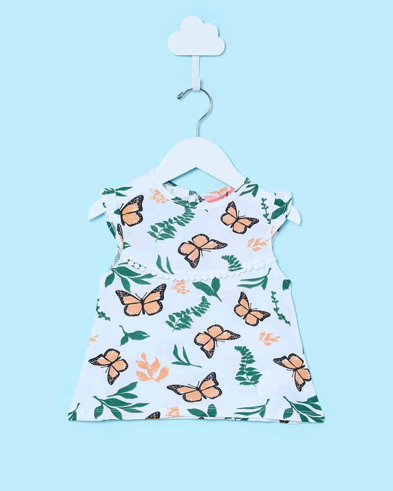 Redtag Infant Girls Assorted Butterfly & Floral Printed Dress