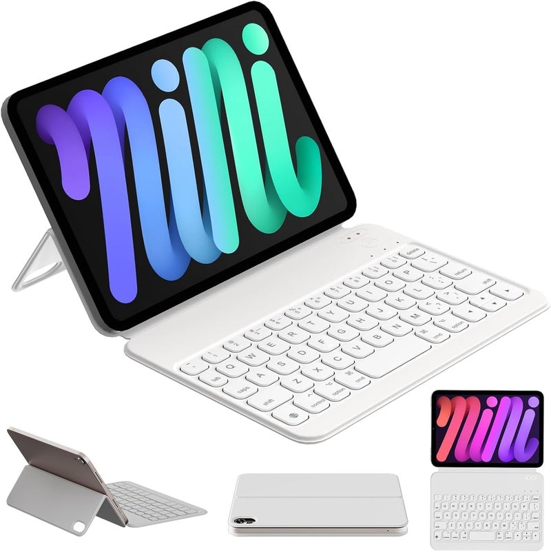 هوو حافظة لوحة مفاتيح HOU لجهاز iPad mini الجيل السابع (A17 Pro، 2024) والجيل السادس (2021) مقاس 8.3 بوصة، نوع فوليو فائق النحافة للوحة المفاتيح، عرض الطاقة، غطاء حماية مغناطيسي يدعم iPad mini 6/7 - Image 1