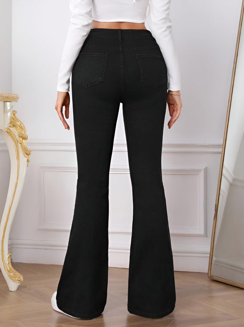 Ben Martin Women’s Black High Waist Jeans || Flared Bell Bottom Bootcut Pants || Wide Leg Stretch Denim – Perfect for Travel, Party & Everyday Use – Sizes 26 (2) - Image 3