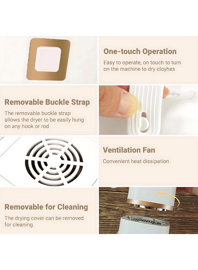 المي هومي مجفف ملابس صغير محمول للسفر مع كيس تجفيف – مجفف هواء ساخن خفيف وسهل الحمل (11000 د/د، أبيض)، مثالي للفنادق، السكن، والكرفان - Image 3