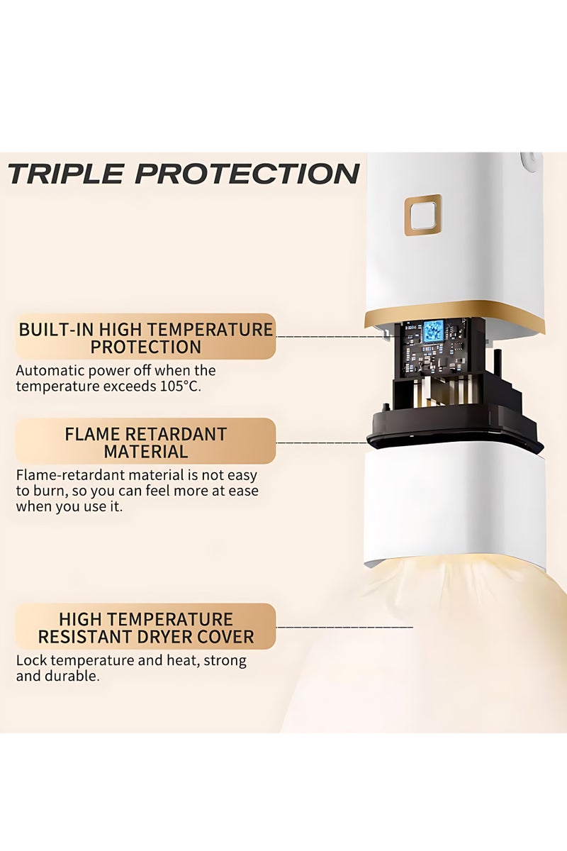 المي هومي مجفف ملابس صغير محمول للسفر مع كيس تجفيف – مجفف هواء ساخن خفيف وسهل الحمل (11000 د/د، أبيض)، مثالي للفنادق، السكن، والكرفان - Image 4