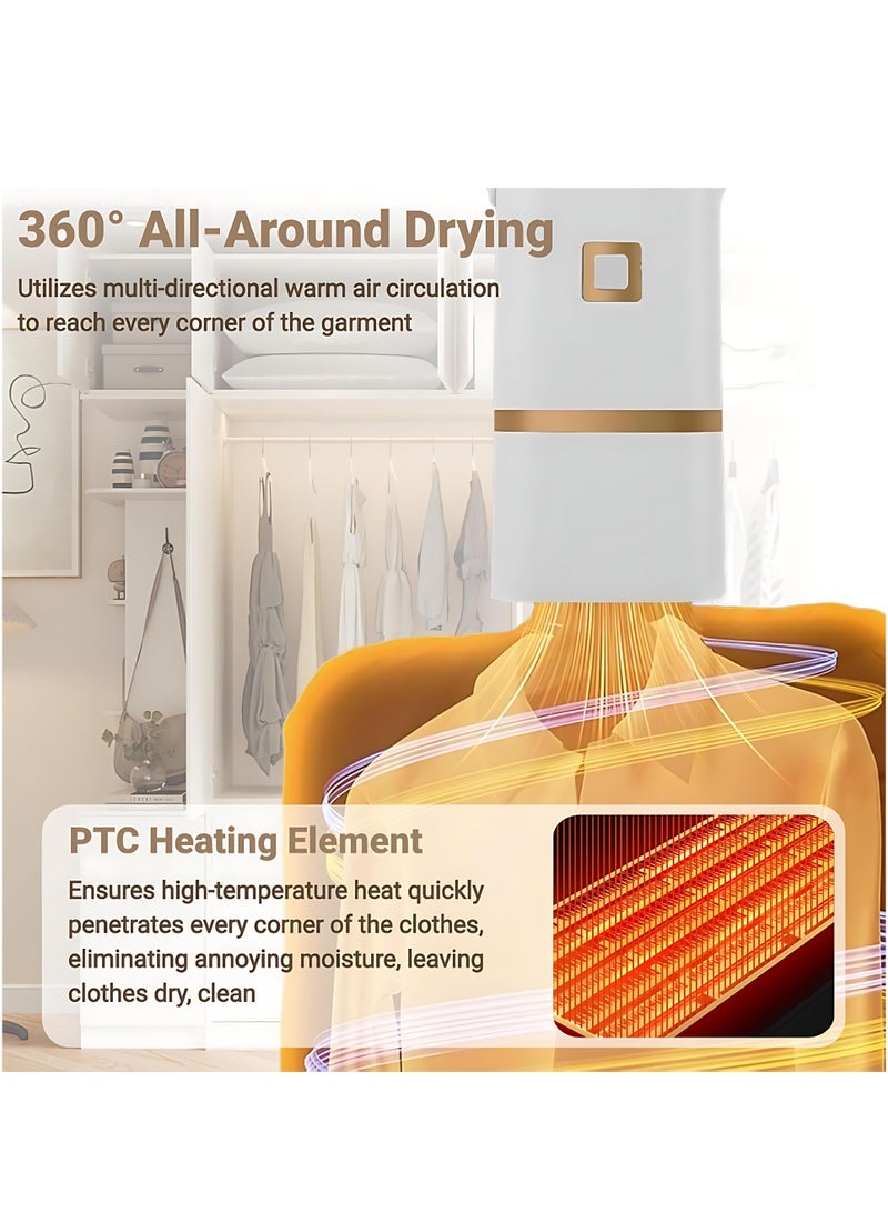 المي هومي مجفف ملابس صغير محمول للسفر مع كيس تجفيف – مجفف هواء ساخن خفيف وسهل الحمل (11000 د/د، أبيض)، مثالي للفنادق، السكن، والكرفان - Image 2