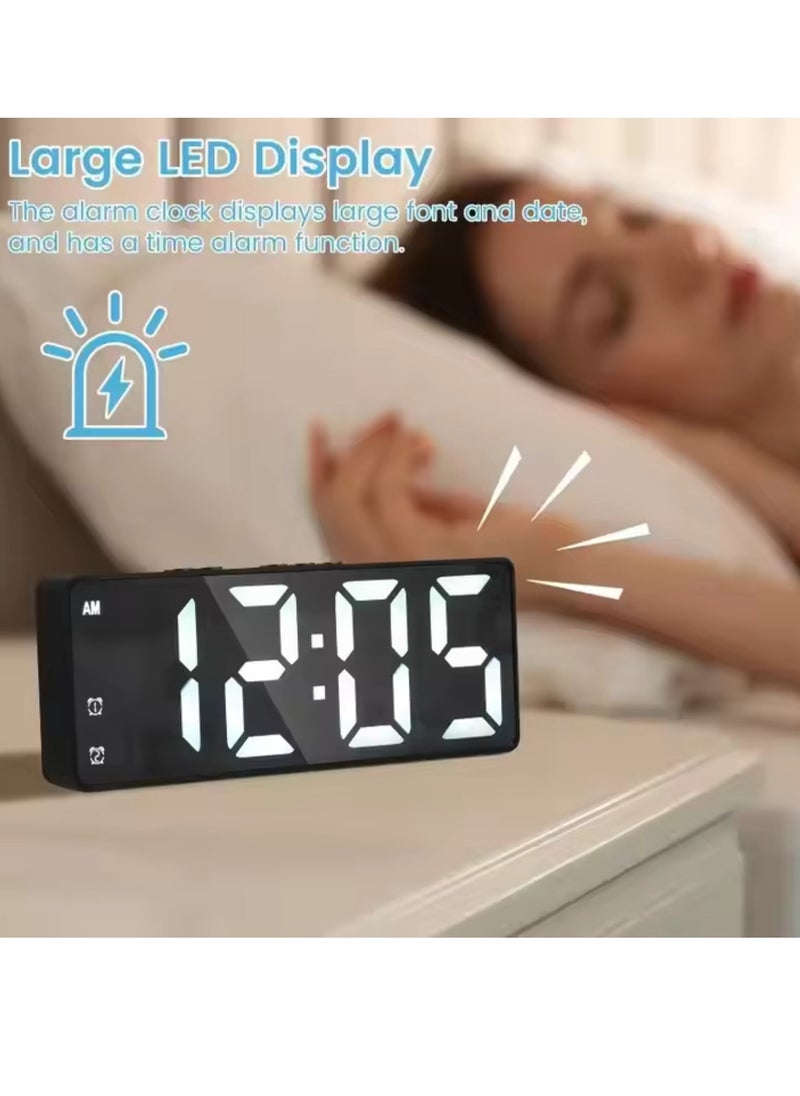 ماركة غير محددة ساعة منبه رقمية ذكية LED مع تحكم صوتي، وعرض درجة الحرارة، وسطوع قابل للتعديل  - Image 4