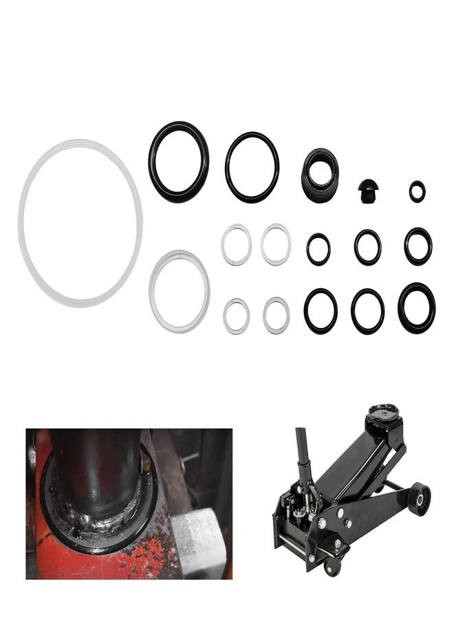 FSTURIOS 17PCS Floor Jack Seal Kit, 3 Ton Horizontal Hydraulic Jack O-Ring Seal with Oil Filler Plug, Complete Repair Set Rubber Sealing Rings Replacement Parts for Floor Jacks - Image 1