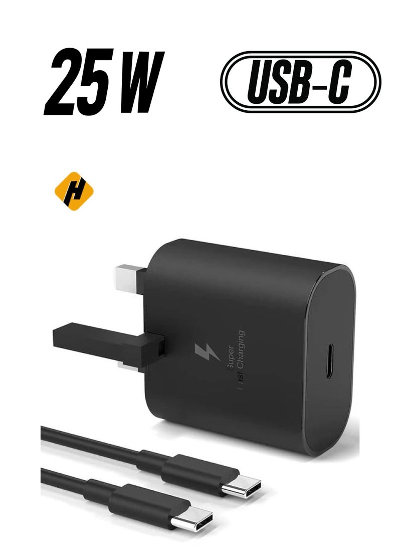 HuHa compatible 25W PD Fast Charger Adapter, USB C Plug and Cable for Samsung Galaxy S21, S21 FE, S21 Ultra, S22, S23, S23+, S20, Z Flip 4, Z Fold 4, A13, A33, A53 - Image 1