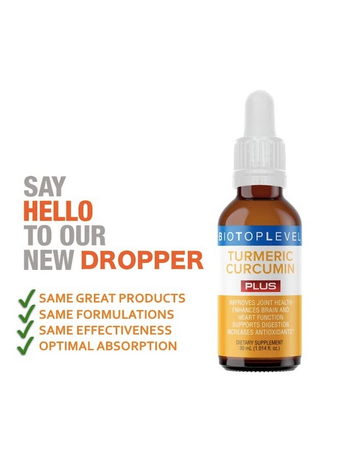 BIOTOPLEVEL Liquid Turmeric Curcumin Plus Natural Organic Black Pepper. Maximum Absorption. Supports Normal Response To Inflammation. Improves Brain Function. Enhances Immunity. Improves Digestion. - Image 3