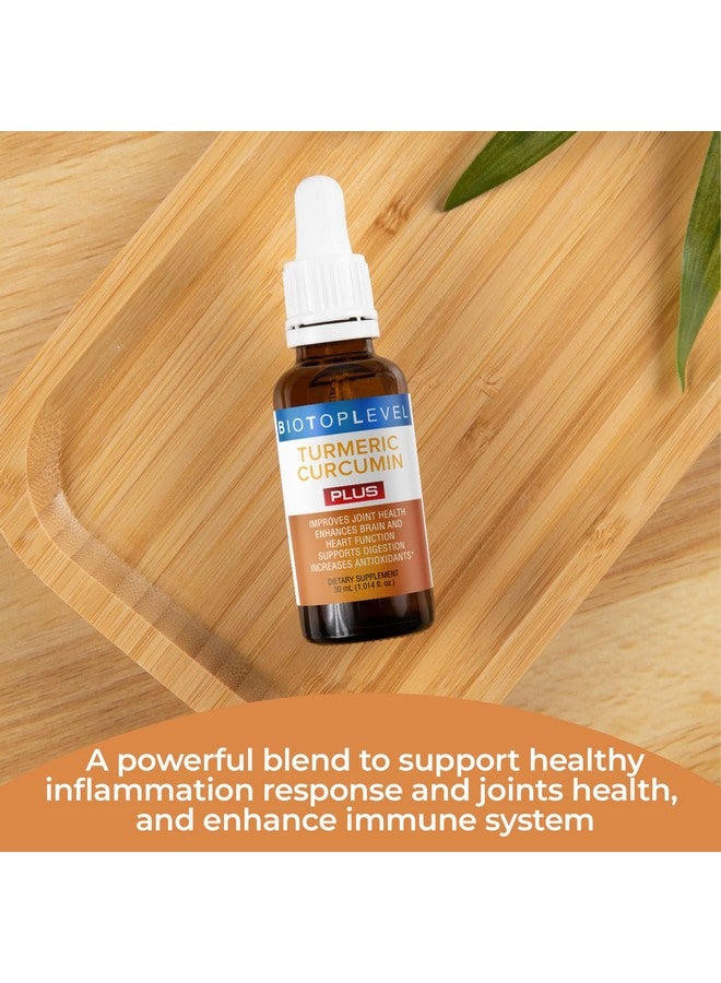 BIOTOPLEVEL Liquid Turmeric Curcumin Plus Natural Organic Black Pepper. Maximum Absorption. Supports Normal Response To Inflammation. Improves Brain Function. Enhances Immunity. Improves Digestion. - Image 4