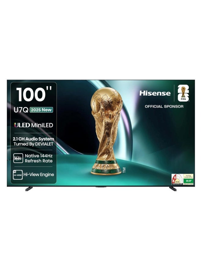 Hisense 100-Inch U7Q Series Mini-LED ULED 4K UHD Smart TV - QLED, Native 144Hz, 1000-Nit, Dolby Vision IQ, Full Array Local Dimming, Game Mode Pro, Alexa Compatibility 100U7Q PRO Black - Image 3