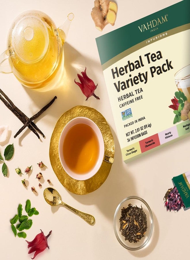 VAHDAM, Assorted Herbal Tea Gift Set (36 Tea Bags, 6 Flavors) Caffeine-Free, Non-GMO | Double Infusion, Individually Enveloped Tea Bags | Herbal Tea variety Pack | Tea Gifts for Women & Men - Image 4