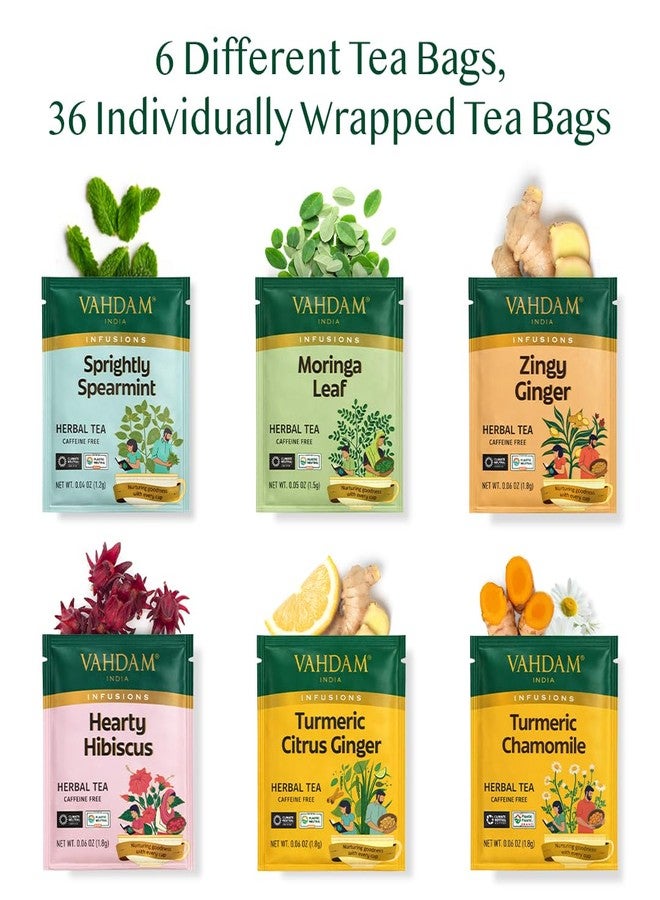 VAHDAM, Assorted Herbal Tea Gift Set (36 Tea Bags, 6 Flavors) Caffeine-Free, Non-GMO | Double Infusion, Individually Enveloped Tea Bags | Herbal Tea variety Pack | Tea Gifts for Women & Men - Image 2