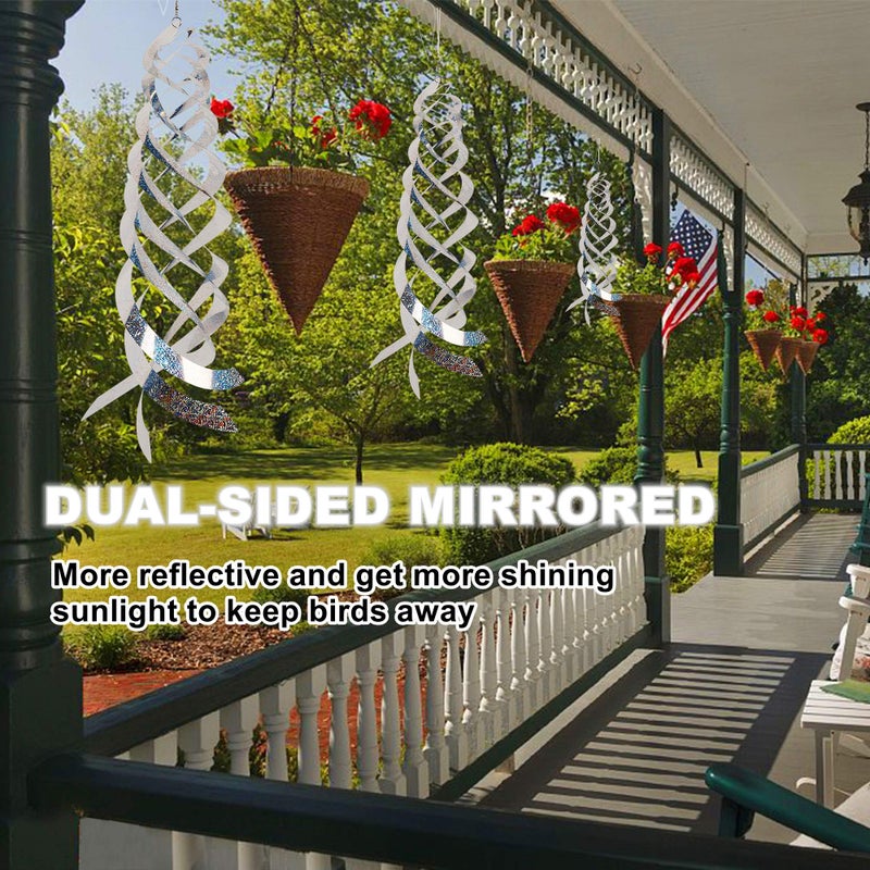 Hausse Bird Repellent Spiral Reflectors Silver Mylar Spinner, Hanging Reflective Bird Deterrent Device, Garden Decorative Scare Birds Away, Like Woodpeckers, Pigeons and Geese, 3 Pack - Image 2