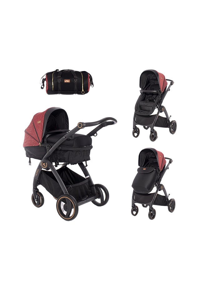 لوريلي عربة أطفال أدريا باللونين الأسود والأحمر - Image 1