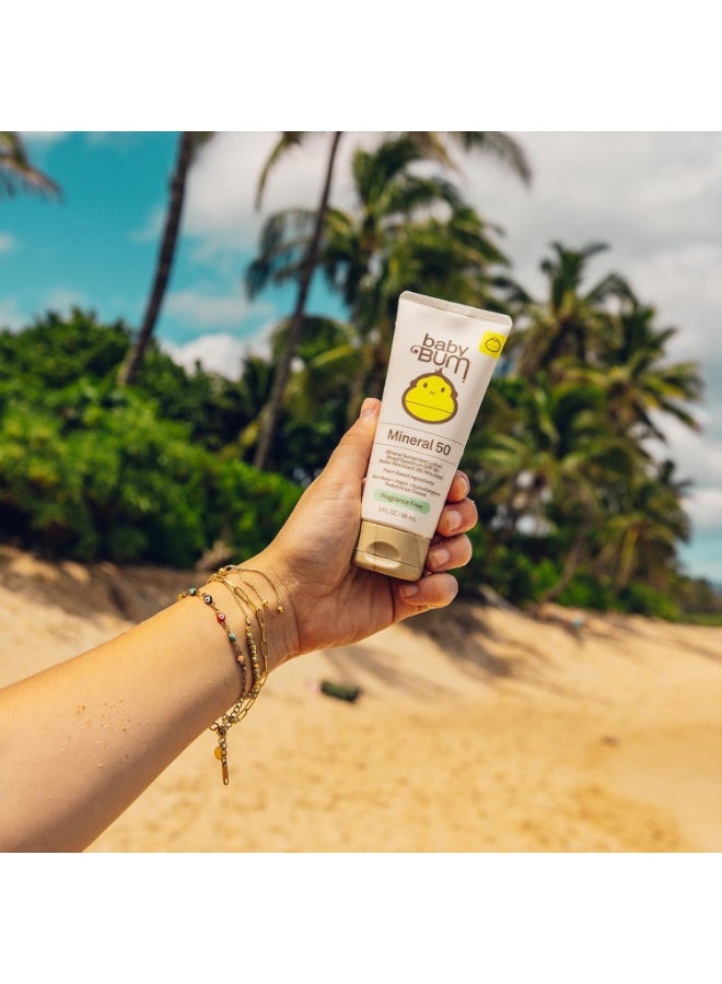 Sun Bum Baby Bum SPF 50 Sunscreen Lotion with Mineral UVA/UVB Face and Body Protection for Sensitive Skin - Fragrance Free - Travel Size - 3 FL OZ - Image 3
