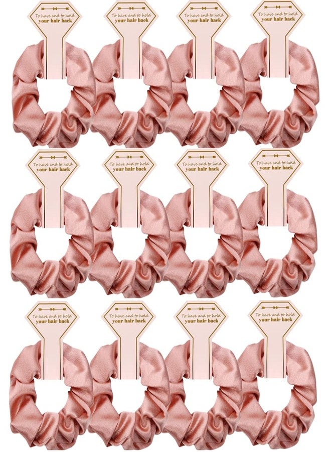 Hasoar Satin Bridesmaid Scrunchies 12 pack Proposal Gifts Elastics Hair Ties Scrunchies Bachelorette Party Favors Satin Bridesmaid Gift for Bridal Wedding Parties (Rose Gold) - Image 1