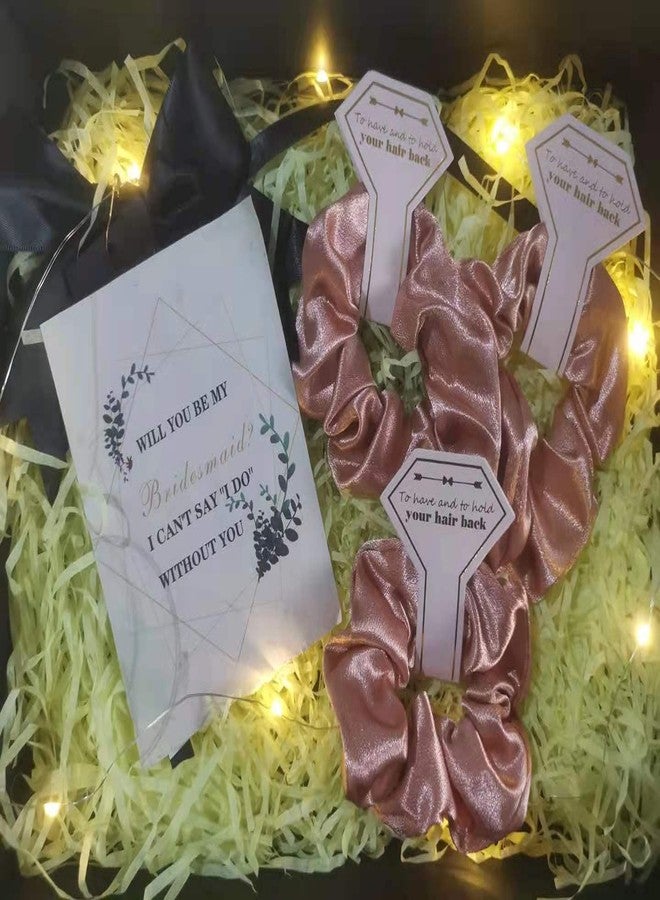 Hasoar Satin Bridesmaid Scrunchies 12 pack Proposal Gifts Elastics Hair Ties Scrunchies Bachelorette Party Favors Satin Bridesmaid Gift for Bridal Wedding Parties (Rose Gold) - Image 2