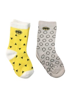 Justice League Batman Bamboo Cotton Sock Printed Pack Of 2 Yellow ,Grey 2-4Y  - Image 3