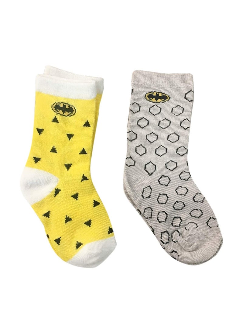 Justice League Batman Bamboo Cotton Sock Printed Pack Of 2 Yellow ,Grey 2-4Y  - Image 3