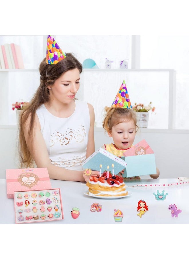 STAR WORK - STAR WORK Little Girl Jewel Rings in Box, Adjustable, No Duplication, 24 pcs Girl Pretend Play and Dress Up Rings For Up To 12 Years (pastel) - Image 1