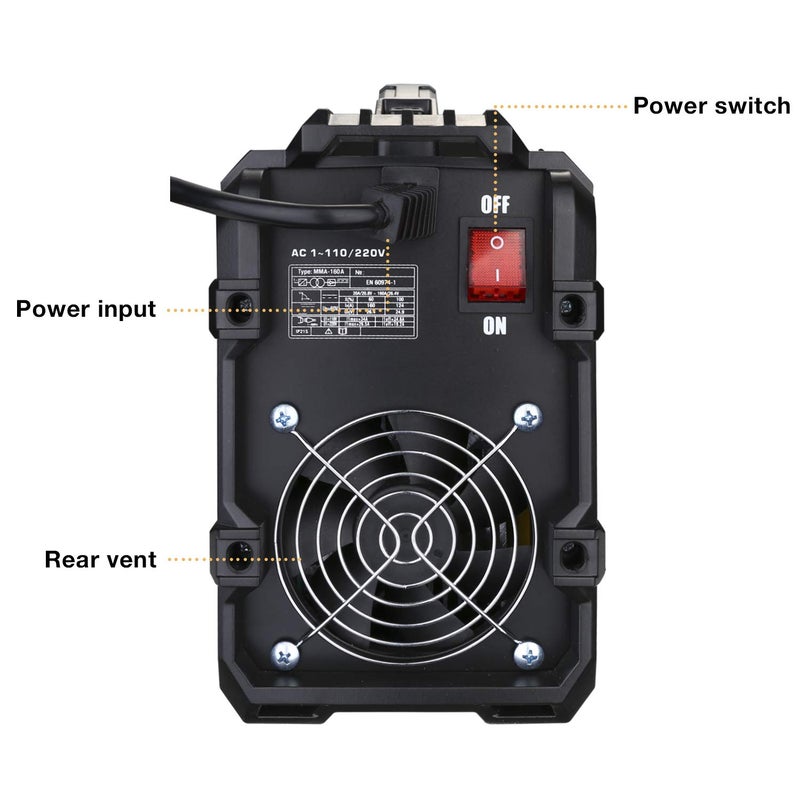 DEKOPRO 110/220V MMA Welder,160A ARC Welder Machine IGBT Digital Display LCD Hot Start Welder with Electrode Holder,Work Clamp, Input Power Adapter Cable and Brush - Image 5
