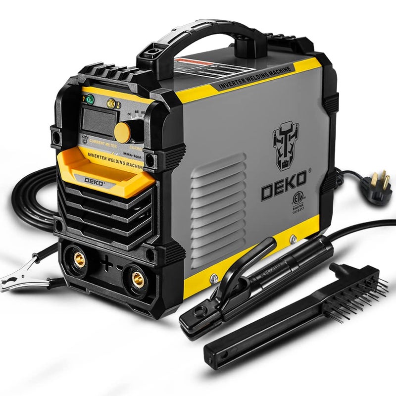 DEKOPRO 110/220V MMA Welder,160A ARC Welder Machine IGBT Digital Display LCD Hot Start Welder with Electrode Holder,Work Clamp, Input Power Adapter Cable and Brush - Image 1