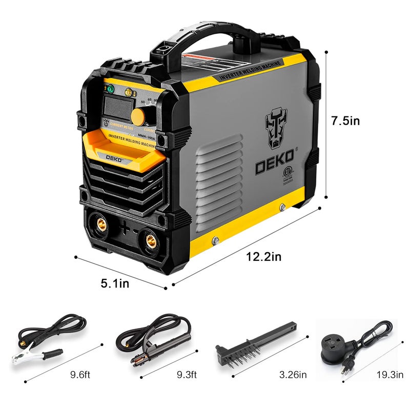DEKOPRO 110/220V MMA Welder,160A ARC Welder Machine IGBT Digital Display LCD Hot Start Welder with Electrode Holder,Work Clamp, Input Power Adapter Cable and Brush - Image 2