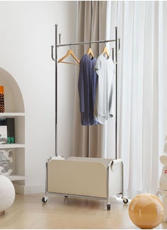 Merry Moments Organic Clothes Rack Garment Rack Clothing Rack Clothes Hangers Freestanding for Home Hotel Retail PU Leather Storage Stainless Steel Structure Silver Colour H177xL35xW60 cm  - Image 1