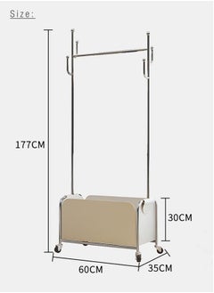 Merry Moments Organic Clothes Rack Garment Rack Clothing Rack Clothes Hangers Freestanding for Home Hotel Retail PU Leather Storage Stainless Steel Structure Silver Colour H177xL35xW60 cm  - Image 4
