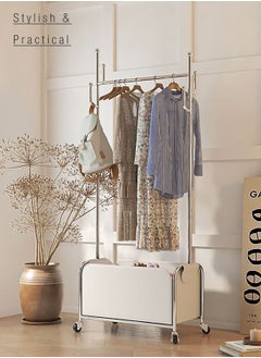 Merry Moments Organic Clothes Rack Garment Rack Clothing Rack Clothes Hangers Freestanding for Home Hotel Retail PU Leather Storage Stainless Steel Structure Silver Colour H177xL35xW60 cm  - Image 2