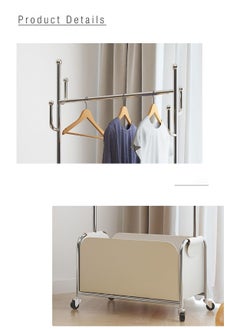 Merry Moments Organic Clothes Rack Garment Rack Clothing Rack Clothes Hangers Freestanding for Home Hotel Retail PU Leather Storage Stainless Steel Structure Silver Colour H177xL35xW60 cm  - Image 3