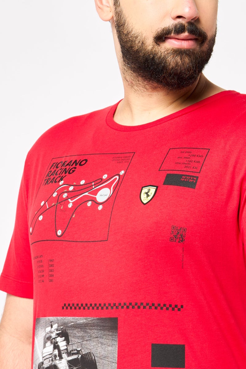 Scuderia Ferrari Men Sportswear Fit Short Sleeve Outdoor T-Shirt, Red - Image 4