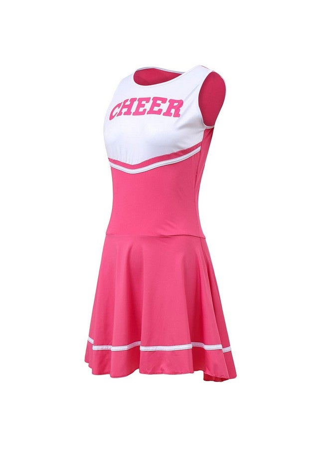 ThreeH High School Girls Musical Uniform Fancy Dress Cheerleader Costume Outfit One Size No Pom-Pom,Rose - Image 2