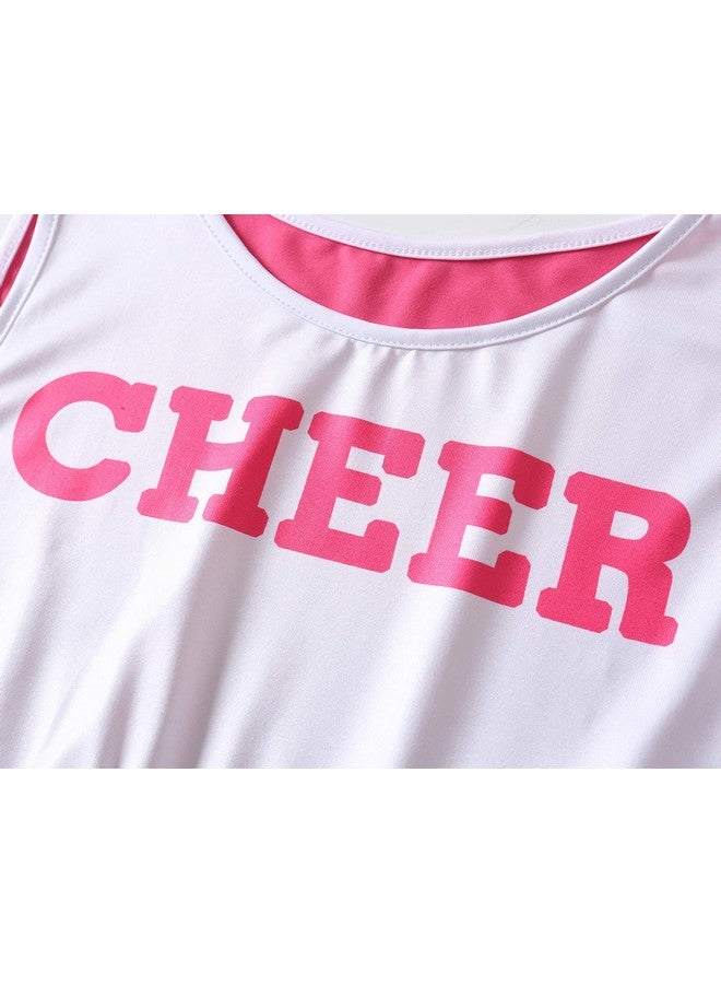 ThreeH High School Girls Musical Uniform Fancy Dress Cheerleader Costume Outfit One Size No Pom-Pom,Rose - Image 4