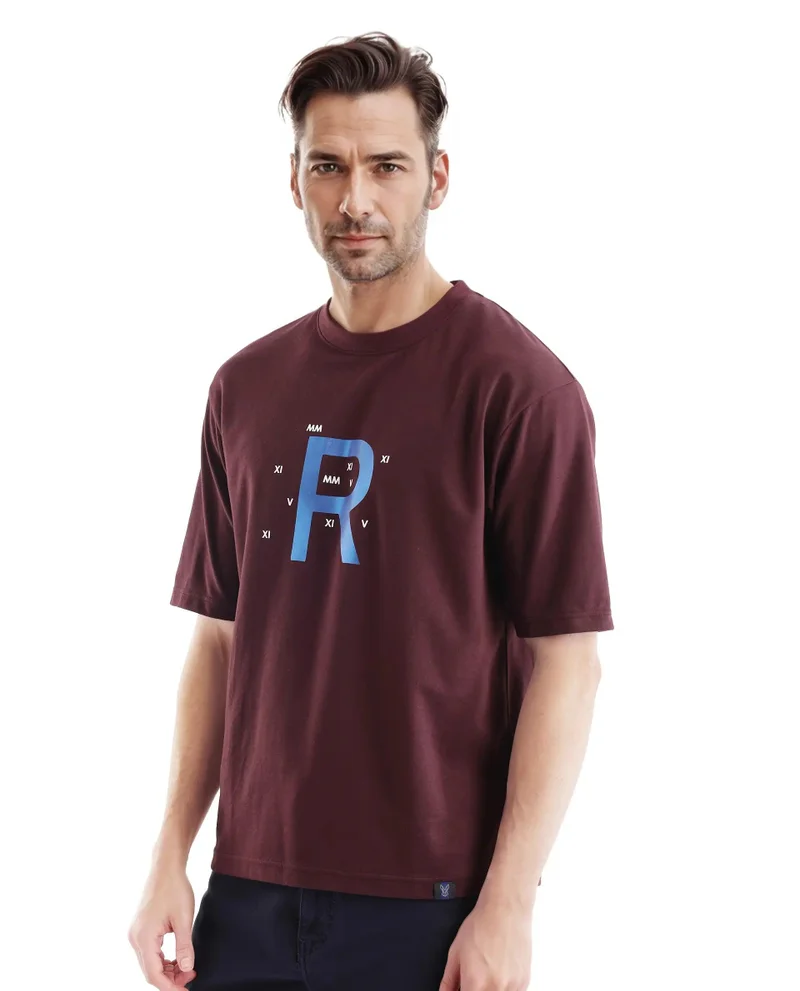 Rare Rabbit Men's Graphic Print Boxy Fit T-Shirt