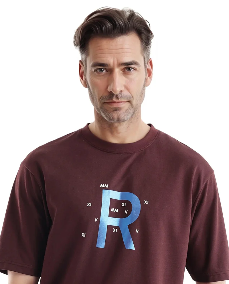 Rare Rabbit Men's Graphic Print Boxy Fit T-Shirt