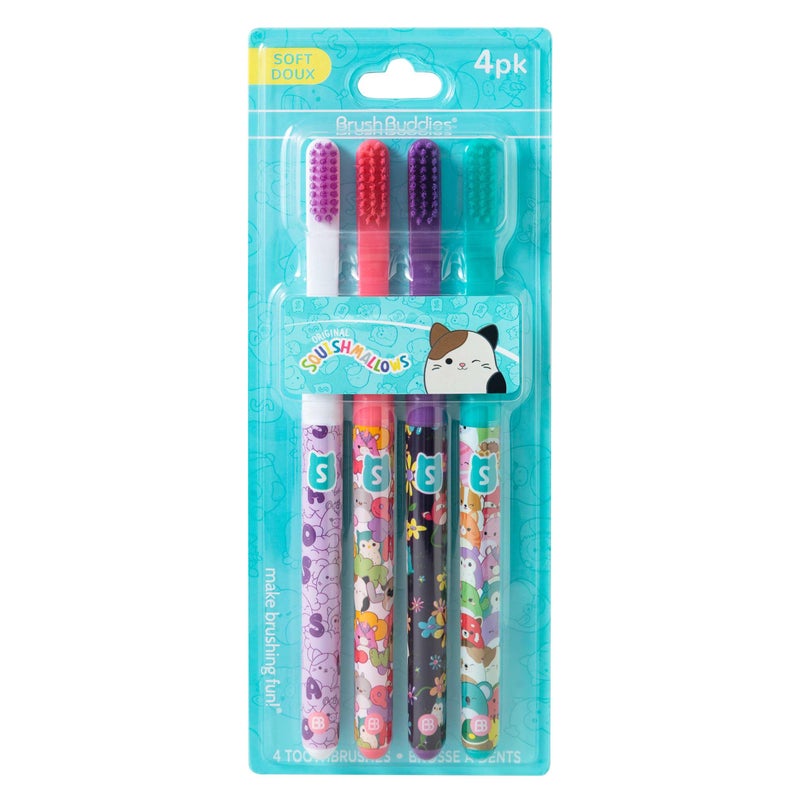 Brush Buddies Squishmallows Assorted Manual Toothbrushes, Soft Toothbrushes, Toothbrushes for Kids and Adults, 4PK - Image 1