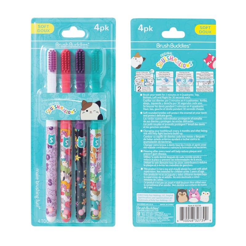 Brush Buddies Squishmallows Assorted Manual Toothbrushes, Soft Toothbrushes, Toothbrushes for Kids and Adults, 4PK - Image 2