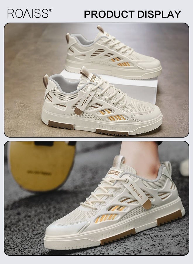roaiss Men Stylish Sneakers, Low Top Lace up Board Shoes, Casual Versatile Shoes for Men, Comfy Sports Shoes with Non-slip Soles, Suitable for Daily Wear and Outdoor Activities - Image 5