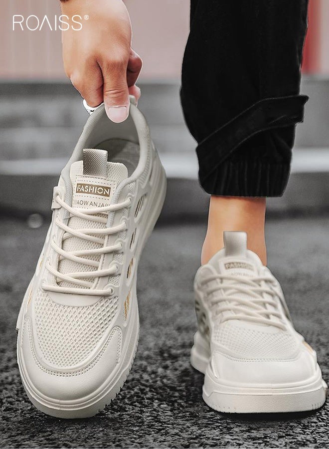 roaiss Men Stylish Sneakers, Low Top Lace up Board Shoes, Casual Versatile Shoes for Men, Comfy Sports Shoes with Non-slip Soles, Suitable for Daily Wear and Outdoor Activities - Image 2