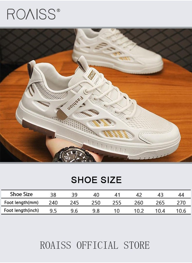 roaiss - Men Versatile Casual Sneakers Breathable Running Mesh Shoes Non Slip and Wear Resistant with Plastic Splicing Design Colorblock Sneakers - Image 1
