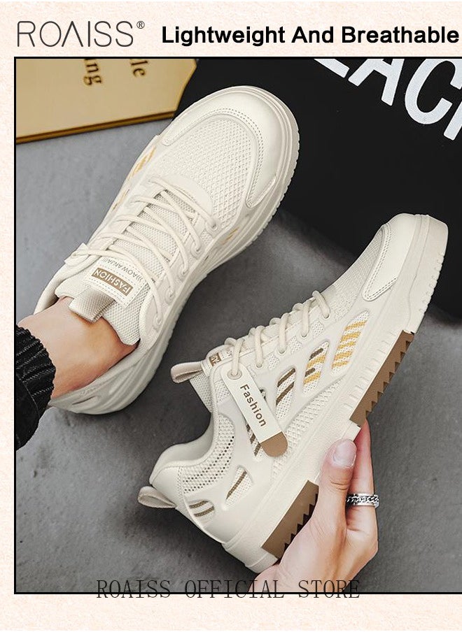 roaiss - Men Versatile Casual Sneakers Breathable Running Mesh Shoes Non Slip and Wear Resistant with Plastic Splicing Design Colorblock Sneakers - Image 1