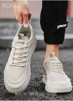 roaiss Men Versatile Casual Sneakers Breathable Running Mesh Shoes Non Slip and Wear Resistant with Plastic Splicing Design Colorblock Sneakers  - Image 2